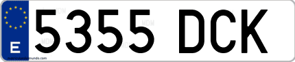 Ejemplo de matrícula de coche ordinaria 5355 DCK