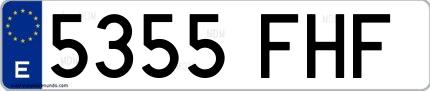Ejemplo de matrícula española 5355 FHF