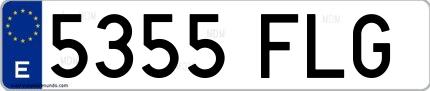 Ejemplo de matrícula española 5355 FLG