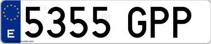 Ejemplo de matrícula española 5355 GPP