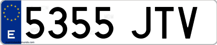 Ejemplo de matrícula de coche ordinaria 5355 JTV