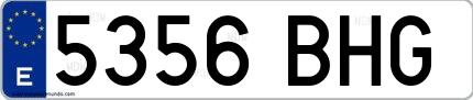 Ejemplo de matrícula española 5356 BHG