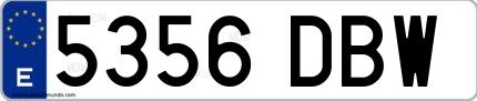Ejemplo de matrícula española 5356 DBW