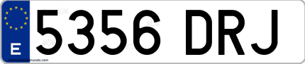 Ejemplo de matrícula de coche ordinaria 5356 DRJ