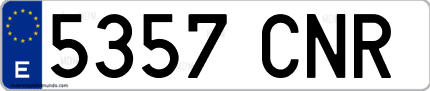 Ejemplo de matrícula de coche ordinaria 5357 CNR