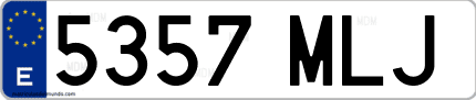 Ejemplo de matrícula de coche ordinaria 5357 MLJ
