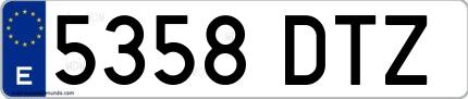 Ejemplo de matrícula española 5358 DTZ