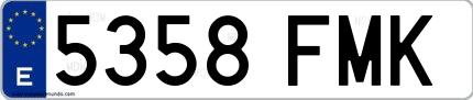 Ejemplo de matrícula española 5358 FMK