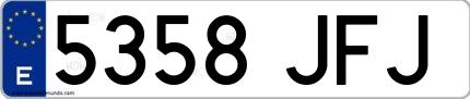 Ejemplo de matrícula de coche ordinaria 5358 JFJ