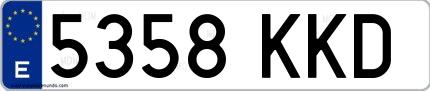Ejemplo de matrícula española 5358 KKD