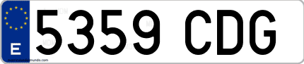Ejemplo de matrícula de coche ordinaria 5359 CDG