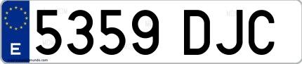 Ejemplo de matrícula española 5359 DJC