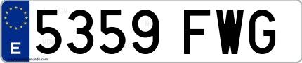 Ejemplo de matrícula española 5359 FWG