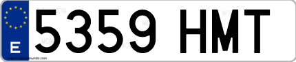 Ejemplo de matrícula de coche ordinaria 5359 HMT