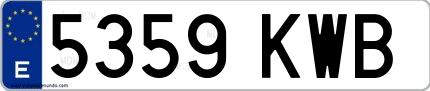 Ejemplo de matrícula española 5359 KWB