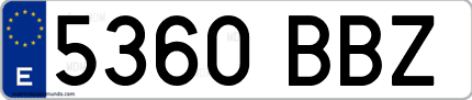 Ejemplo de matrícula de coche ordinaria 5360 BBZ