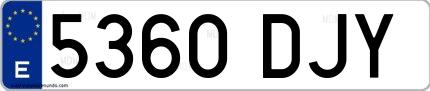 Ejemplo de matrícula española 5360 DJY