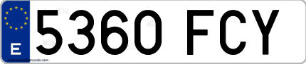 Ejemplo de matrícula de coche ordinaria 5360 FCY