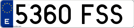 Ejemplo de matrícula de coche ordinaria 5360 FSS