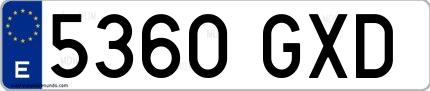 Ejemplo de matrícula española 5360 GXD
