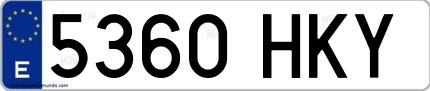 Ejemplo de matrícula española 5360 HKY