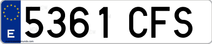 Ejemplo de matrícula de coche ordinaria 5361 CFS