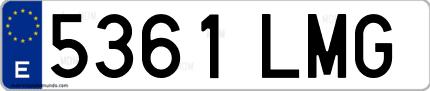 Ejemplo de matrícula de coche ordinaria 5361 LMG