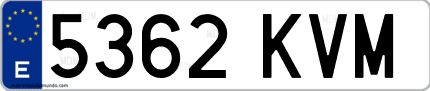Ejemplo de matrícula de coche ordinaria 5362 KVM