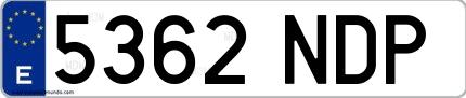 Ejemplo de matrícula española 5362 NDP