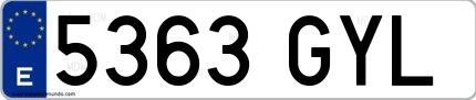 Ejemplo de matrícula española 5363 GYL