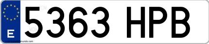 Ejemplo de matrícula española 5363 HPB