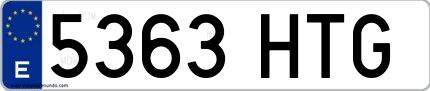 Ejemplo de matrícula española 5363 HTG