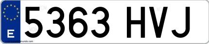Ejemplo de matrícula española 5363 HVJ