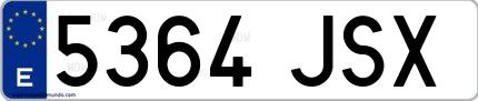Ejemplo de matrícula española 5364 JSX