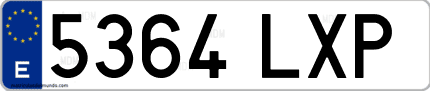 Ejemplo de matrícula de coche ordinaria 5364 LXP