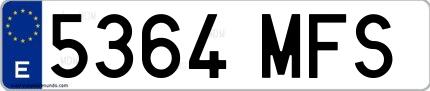 Ejemplo de matrícula española 5364 MFS