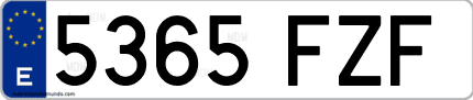 Ejemplo de matrícula de coche ordinaria 5365 FZF
