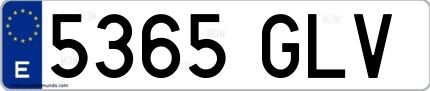 Ejemplo de matrícula española 5365 GLV