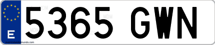 Ejemplo de matrícula de coche ordinaria 5365 GWN
