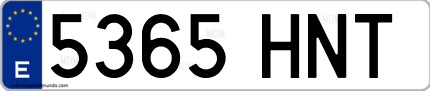 Ejemplo de matrícula de coche ordinaria 5365 HNT