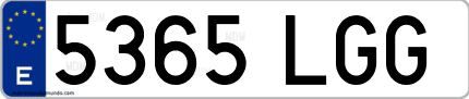Ejemplo de matrícula de coche ordinaria 5365 LGG