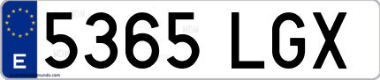 Ejemplo de matrícula de coche ordinaria 5365 LGX