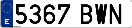 Ejemplo de matrícula de coche ordinaria 5367 BWN