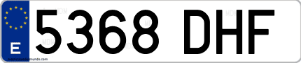 Ejemplo de matrícula de coche ordinaria 5368 DHF