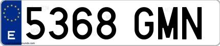 Ejemplo de matrícula española 5368 GMN