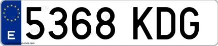 Ejemplo de matrícula española 5368 KDG