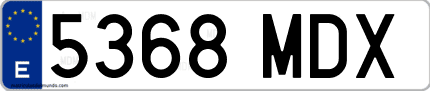 Ejemplo de matrícula de coche ordinaria 5368 MDX