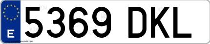 Ejemplo de matrícula española 5369 DKL