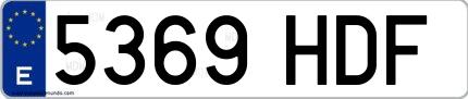Ejemplo de matrícula española 5369 HDF