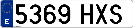 Ejemplo de matrícula de coche ordinaria 5369 HXS